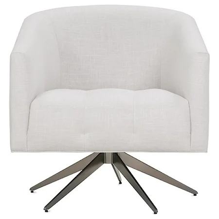 Contemporary Barrel Swivel Chair with Metal Base